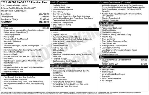 2025 Mazda CX-50 2.5 S Premium Plus Package