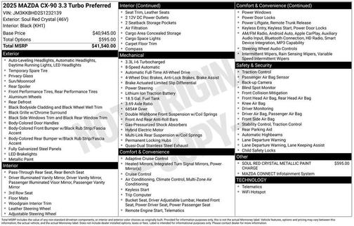 2025 Mazda CX-90 3.3 Turbo Preferred Package