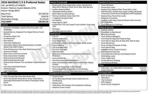 2026 Mazda Mazda3 FWD w/Preferred Package