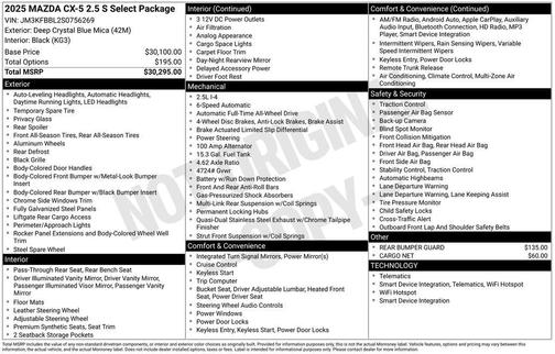2025 Mazda CX-5 2.5 S Select Package