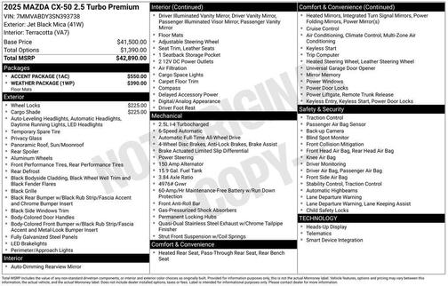 2025 Mazda CX-50 2.5 Turbo Premium Package