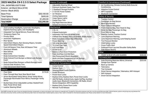 2025 Mazda CX-5 2.5 S Select Package