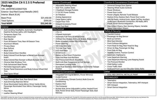 2025 Mazda CX-5 2.5 S Preferred Package