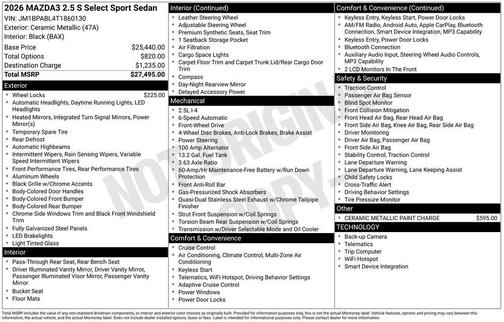 2026 Mazda Mazda3 FWD w/Select Package