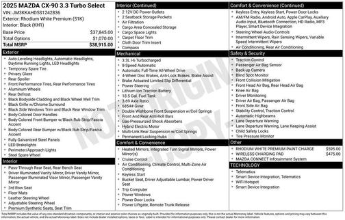2025 Mazda CX-90 3.3 Turbo Select Package