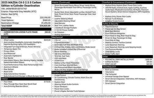 2025 Mazda CX-5 2.5 S Carbon Edition