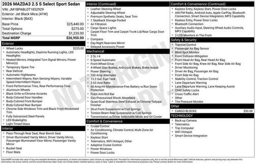 2026 Mazda Mazda3 FWD w/Select Package