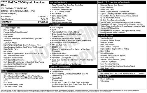 2025 Mazda CX-50 Hybrid Premium Plus Package