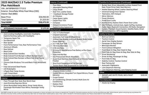 2025 Mazda Mazda3 AWD w/Premium Package