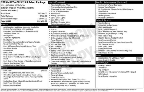 2025 Mazda CX-5 2.5 S Select Package