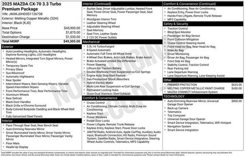 2025 Mazda CX-70 3.3 Turbo Premium Package