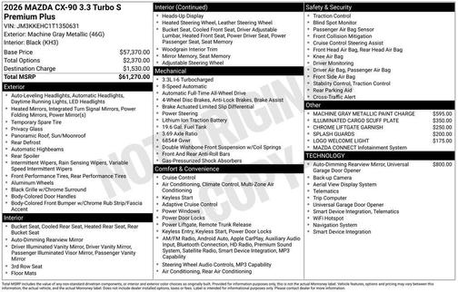 2026 Mazda CX-90 3.3 Turbo S Premium Plus