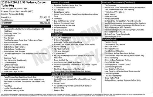 2025 Mazda Mazda3 2.5 Carbon Turbo