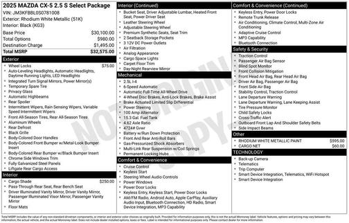 2025 Mazda CX-5 2.5 S Select Package