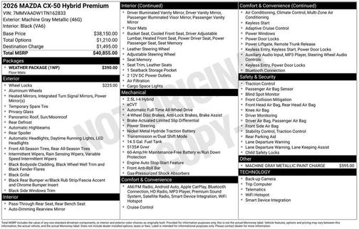 Machine Gray Metallic 2026 Mazda CX-50 Hybrid PREMIUM