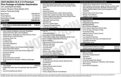 2025 Mazda CX-5 2.5 S Premium Plus Package