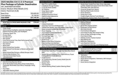 2025 Mazda CX-5 2.5 S Premium Plus Package