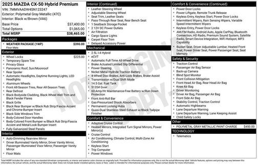 2025 Mazda CX-50 Hybrid Premium Package