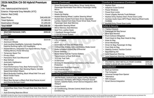 2026 Mazda CX-50 Hybrid PREMIUM PLUS
