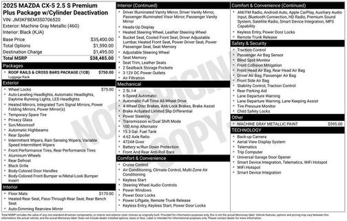 2025 Mazda CX-5 2.5 S Premium Plus Package