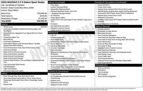 2026 Mazda Mazda3 FWD w/Select Package