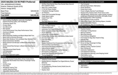 2025 Mazda CX-90 PHEV Preferred Package
