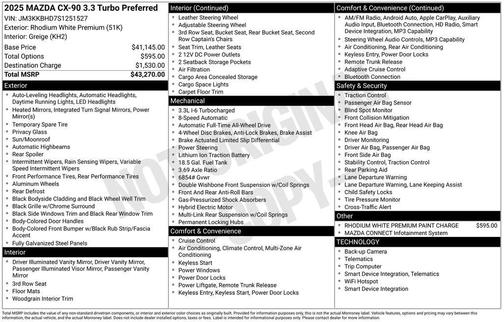 2025 Mazda CX-90 3.3 Turbo Preferred Package