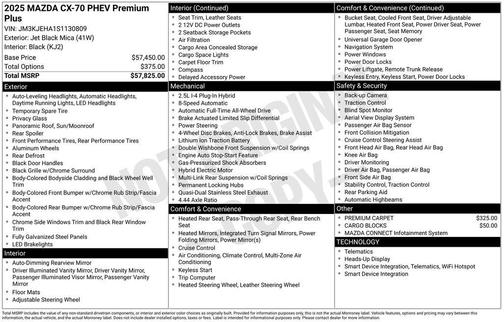 2025 Mazda CX-70 PHEV Premium Plus Package