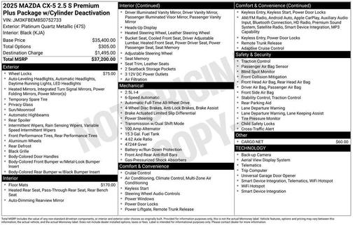 2025 Mazda CX-5 2.5 S Premium Plus Package