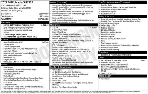 2021 GMC Acadia SLE