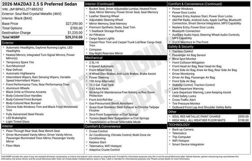 Soul Red Crystal Metallic 2026 Mazda Mazda3 FWD w/Preferred Package