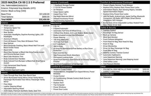 2025 Mazda CX-50 2.5 S Preferred Package