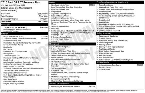 2016 Audi Q3 2.0T Premium Plus