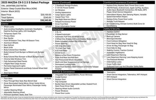 2025 Mazda CX-5 2.5 S Select Package