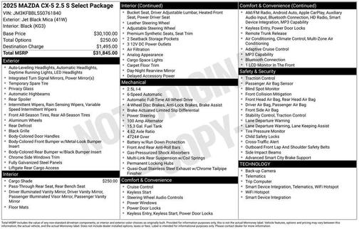 2025 Mazda CX-5 2.5 S Select Package