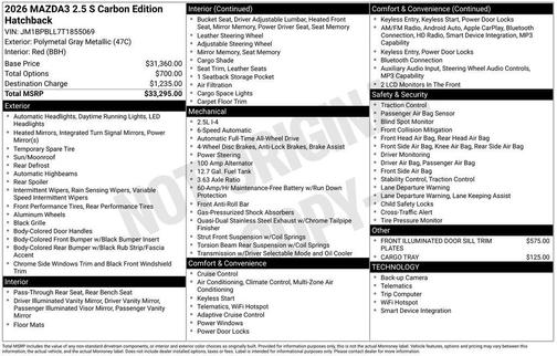 2026 Mazda Mazda3 Carbon Edition