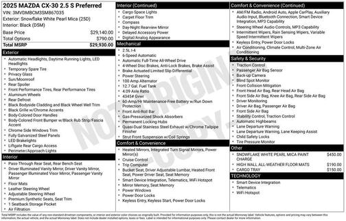 2025 Mazda CX-30 2.5 S Preferred Package