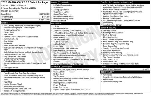 2025 Mazda CX-5 2.5 S Select Package