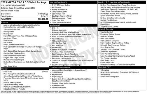 2025 Mazda CX-5 2.5 S Select Package