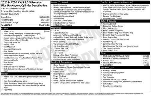 2025 Mazda CX-5 2.5 S Premium Plus Package