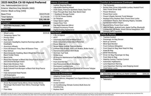 2025 Mazda CX-50 Hybrid Preferred Package