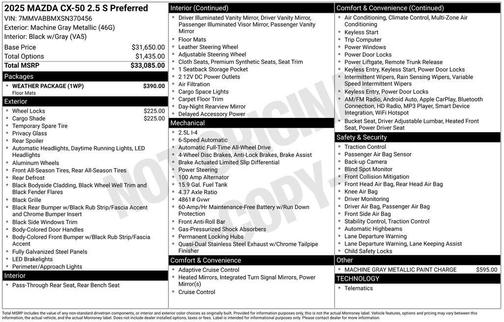 2025 Mazda CX-50 2.5 S Preferred Package