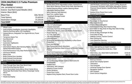 2026 Mazda Mazda3 Premium Plus