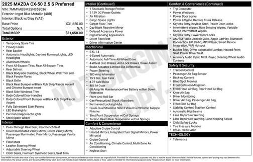 2025 Mazda CX-50 2.5 S Preferred Package