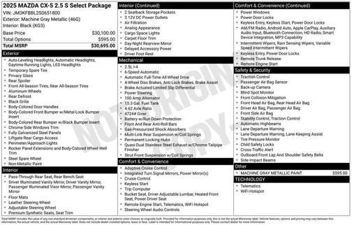2025 Mazda CX-5 2.5 S Select Package