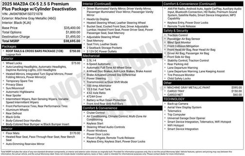 2025 Mazda CX-5 2.5 S Premium Plus Package