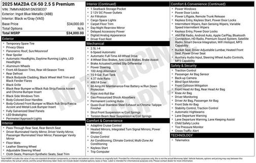 2025 Mazda CX-50 2.5 S Premium Package