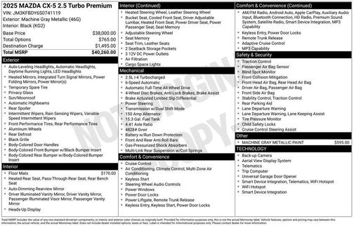 2025 Mazda CX-5 2.5 Turbo Premium Package
