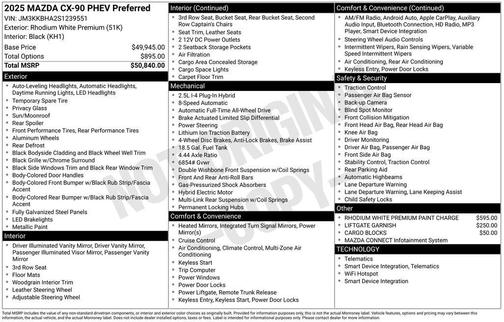 2025 Mazda CX-90 PHEV Preferred Package