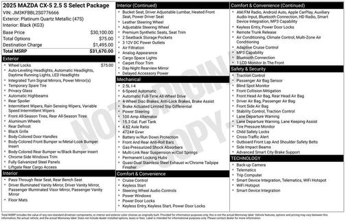 2025 Mazda CX-5 2.5 S Select Package
